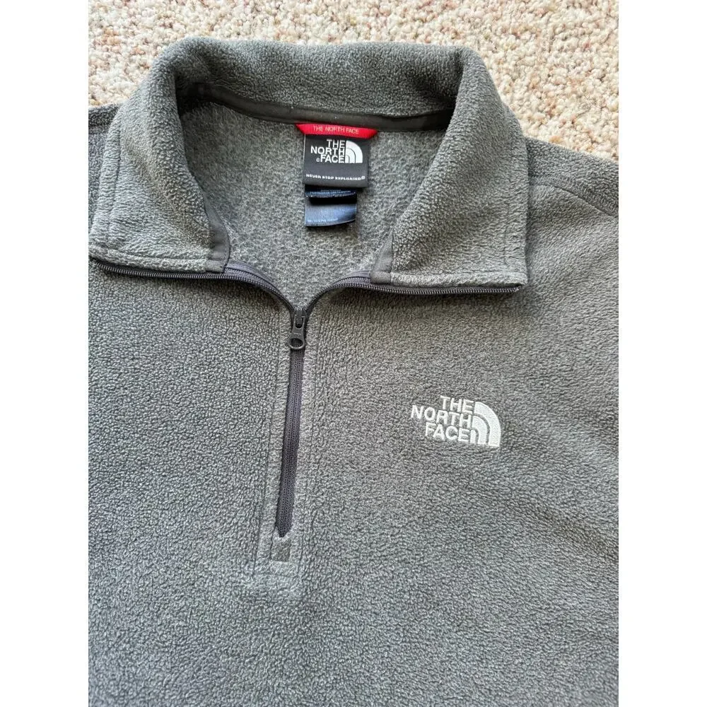 THE NORTH FACE FLEECE, Gray, Mens Small. 1/4 Zip